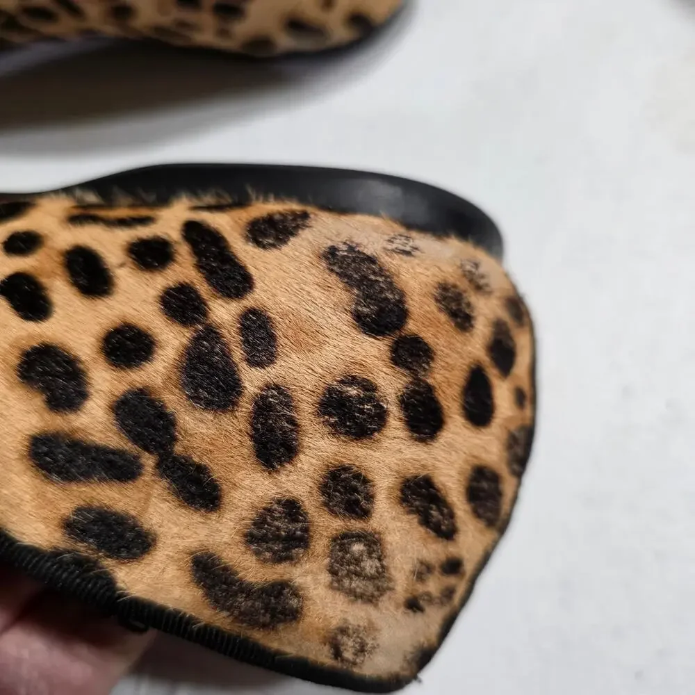 Birdies The Starling Flats Leopard Print Haircalf Size 9